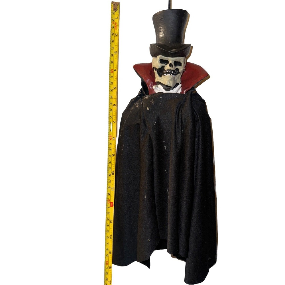 Vtg Paper Magic Skeleton Phantom Top Hat Hanging Bungee Cord Goth Creepy 15" - Picture 10 of 10
